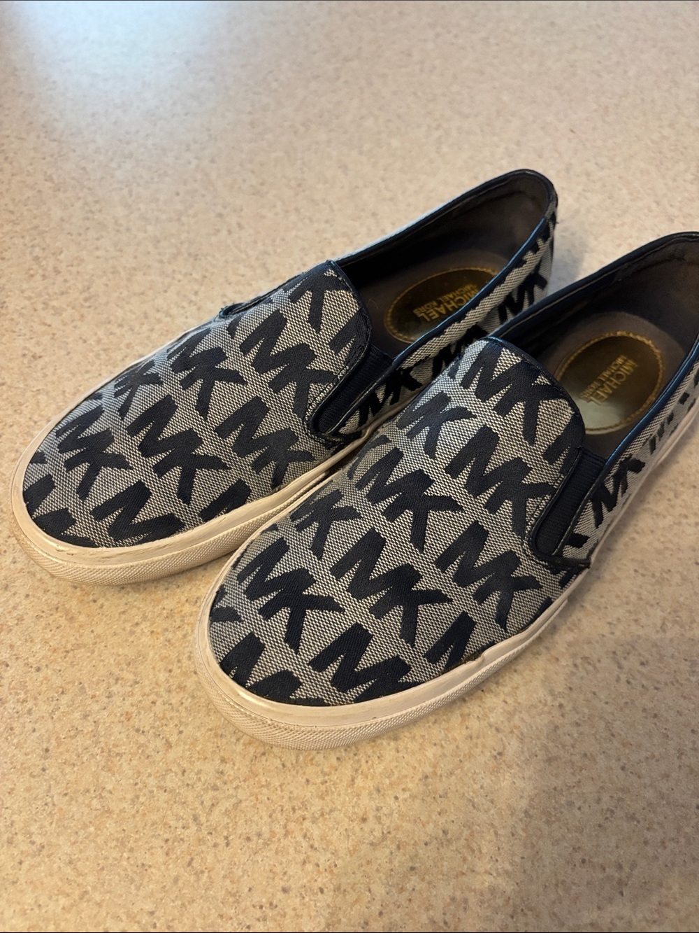 Michael Kors womens Navy MK Logo Slip-On Sneakers size 6